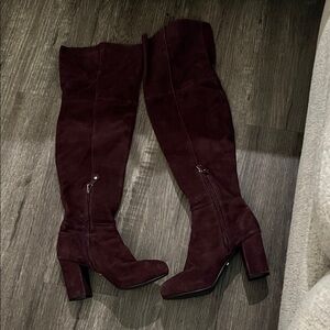 Topshop Dark Red Over-the-Knee Boots